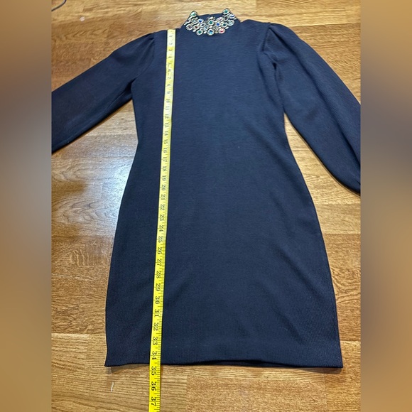 Vintage St.John Santana Knit Black Embellished Dress Jeweled Collar Size 4 - Picture 13 of 16